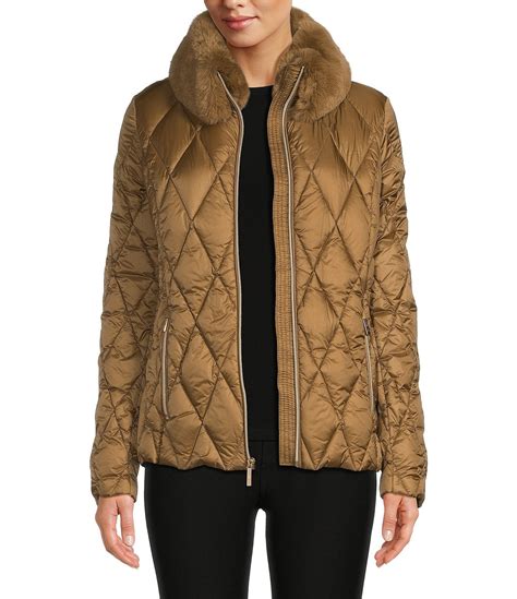 michael michael kors active quilted down jacket with knit sleeves|Michael Kors water resistant jacket.